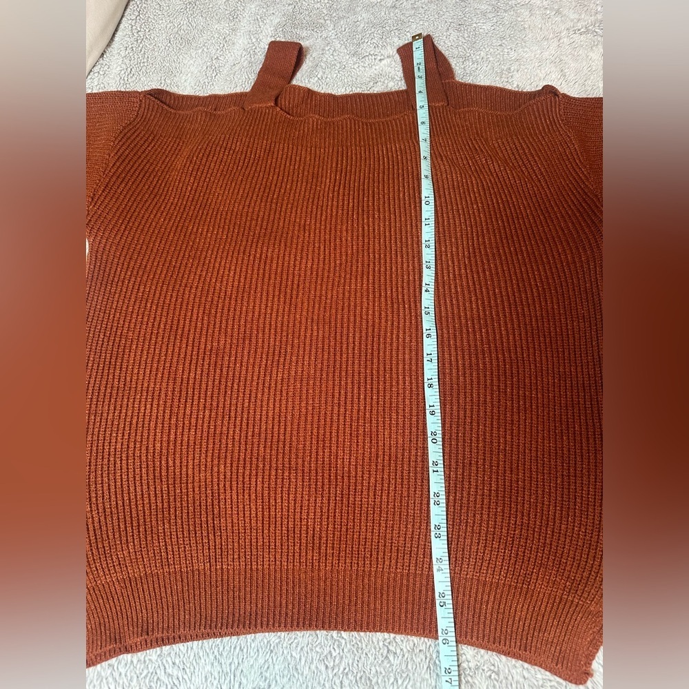 Brown Cold Shoulder Ribbed Knit Sweater – Women’s Medium, Strappy Pullover - Picture 11 of 11
